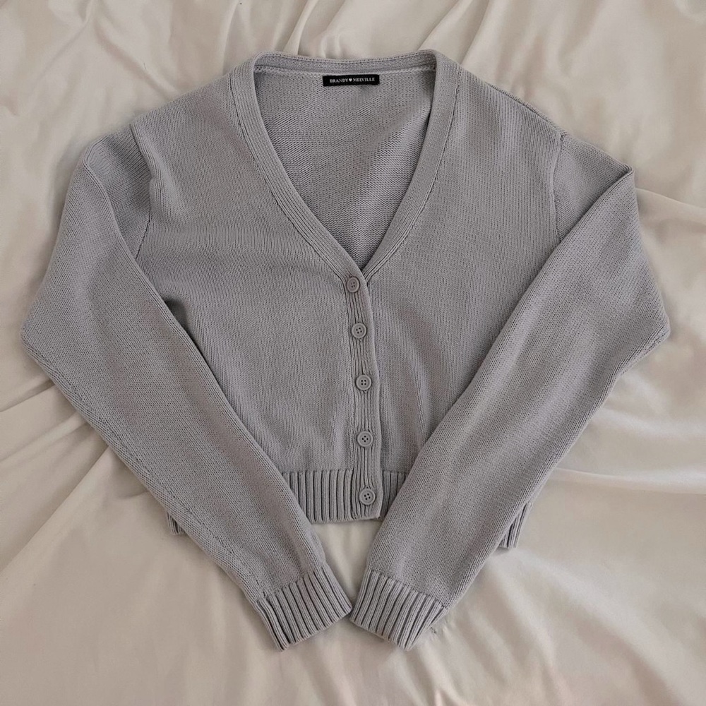 Brand New - Brandy Melville light purple/gray cropped button up cardigan